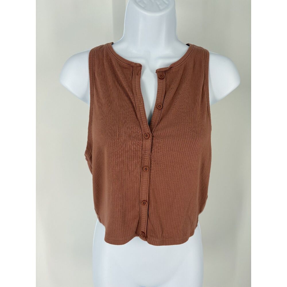 Abercrombie & Fitch Ribbed Button Front Crop Tank